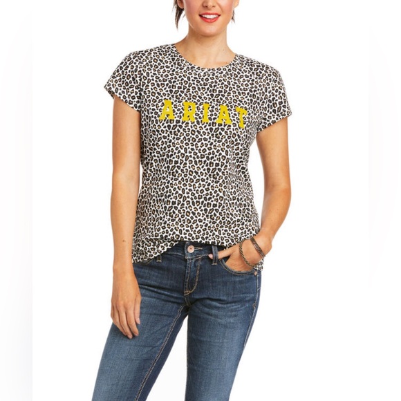 ARAIT Cheetah Print Run Wild Short Sleeve Logo T-Shirt Oversized Small - Picture 1 of 5